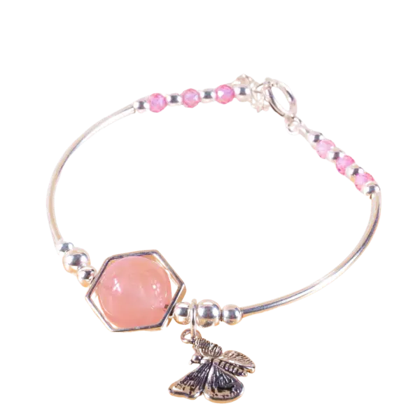 Vòng tay bạc đá Thạch Anh hồng may mắn – tình duyên