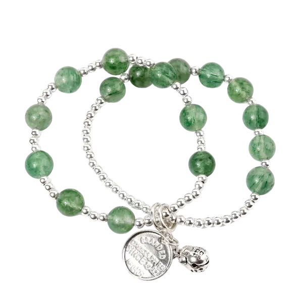 Vòng tay bạc đôi đá Aventwrine mix bạc