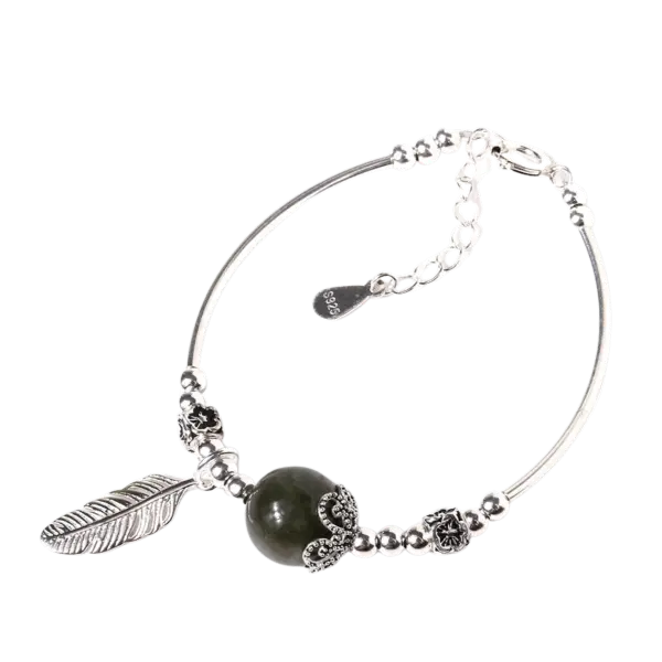 Vòng tay bạc phối đá thạch anh đen mix bạc