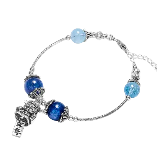 Vòng đá Kyanite phối Aquamarine mix bạc