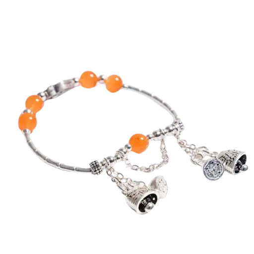 Vòng đá sunstone phối chuông cá bạc – Tình duyên