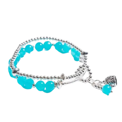 Vòng tay đá Amazotine phối Chuông bạc – May mắn – Tình duyên