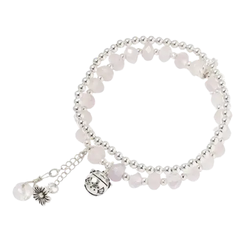 Vòng tay đá Thạch anh tím phối charm mèo chiêu tài