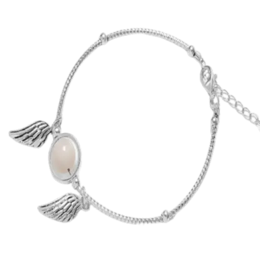 Vòng tay đá Thạch anh Trắng phối Đôi cánh bạc