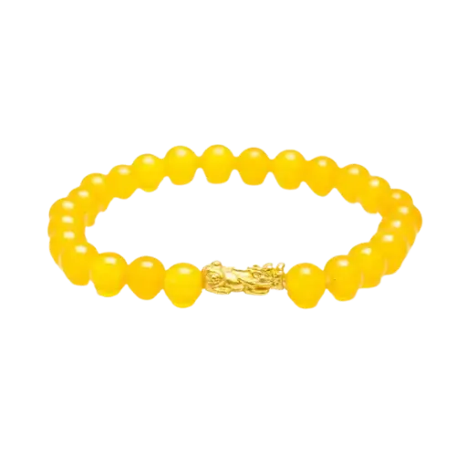 Vòng đá thạch anh vàng phối charm tỳ hưu mệnh Thổ- May mắn – Tài lộc