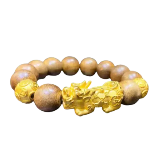 Vòng Trầm Indo phối Charm Tỳ Hưu GC mix Kim tiền