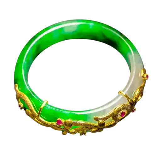 [AOS01.V610.003] Vòng Cẩm Thạch Bọc Vàng 18K Hoa dây leo – Bình an – Hạnh phúc