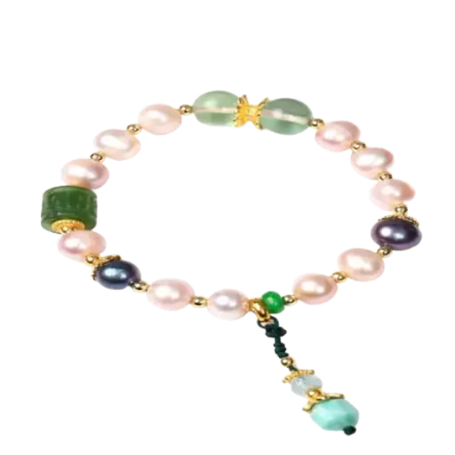 Vòng tay ngọc trai phối đá ngọc hòa điền phong thủy