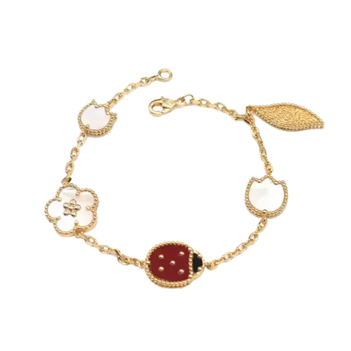 [AG7502.L168.608] Lắc tay Vàng 18K Golden Leaf Ladybug