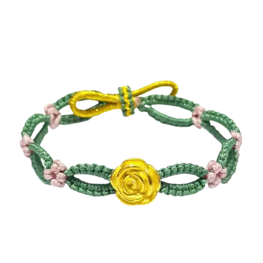 [AG9992.C067.004E] Vòng Tay phối Charm Vàng 24K Hoa hồng nở