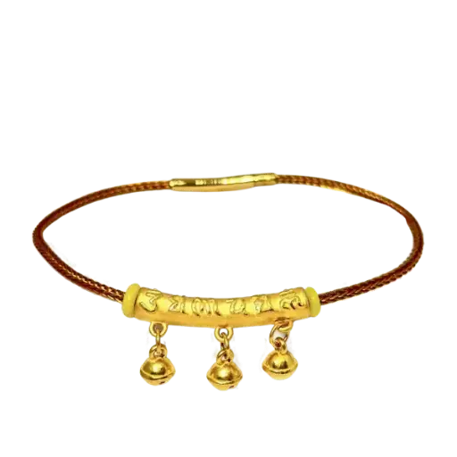 [AG9992.L044.019] Vòng dây Thép phối Lắc Vàng 24K Lục tự đại minh chú lục lạc – may mắn