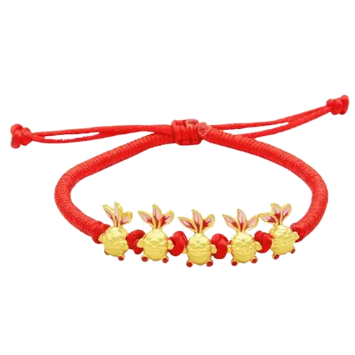 Vòng tay phối 5 charm vàng 24k Cá 3 đuôi – May mắn – Tài lộc