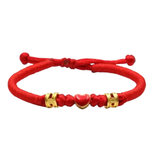 Vòng tay charm vàng 24K Hermes phối Trái tim đổi màu – Tình duyên – May mắn