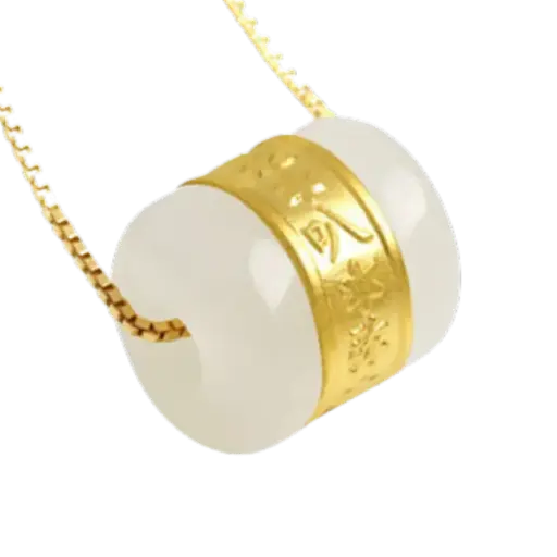 [AG9992.C044.012] Hột Ngọc Bọc Vàng 24K Chú Bình An – Ngọc Trắng
