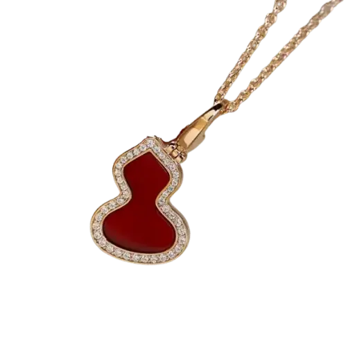 [AG7502.M168.507] Mặt dây Vàng 18K Golden Leaf Hồ Lô đỏ đính đá