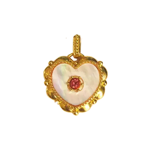 [AG7502.M168.514] Mặt dây Vàng 18K Golden Heart đính đá đỏ