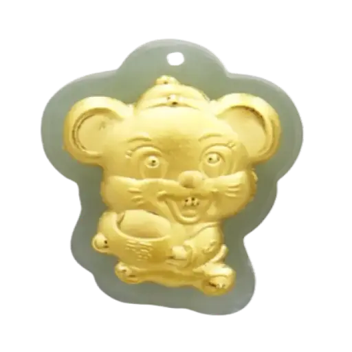 [AO9992.M001.007] Mặt Ngọc Phỉ Thúy Dát Vàng 24k Kim Tí Nén vàng