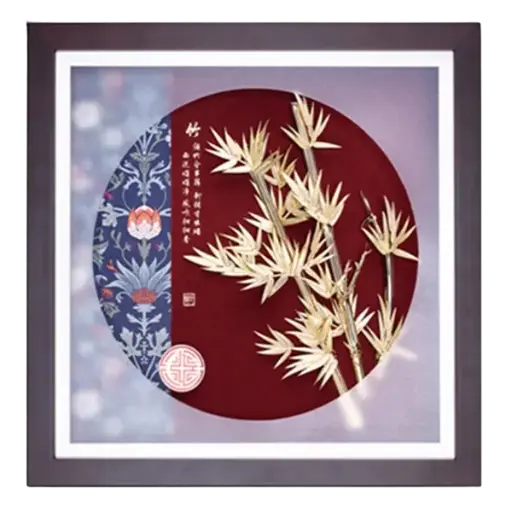 [AO9992.Q188.T007] Tranh Mạ Vàng 24K Cây Trúc – May mắn – Tài lộc