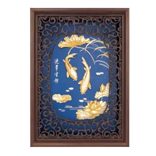 [AO9992.Q013.T009] Tranh Mạ Vàng 24k Niên Niên Hữu Dư 4