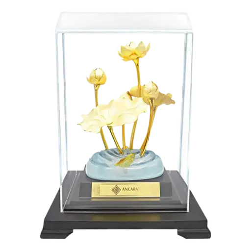 [AO9992.Q266.00014] Tượng mạ vàng 24K Hoa Sen Đại Lộc