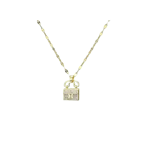 [AG7502.D168.703A] Dây chuyền Vàng 18K Golden Leaf túi xách đính đá