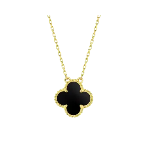 [AG7502.D168.501H_BLA] Dây chuyền vàng 18K Golden Leaf 15mm – Bản dày – Màu đen