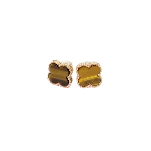 [AG7502.B168.501_TIG] Bông tai vàng 18K Golden Leaf 9mm – Màu Vàng Nâu
