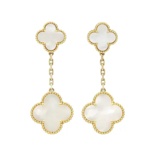 [LUX750B.01001] Vàng 18K Bông tai Vanclef 2 hoa