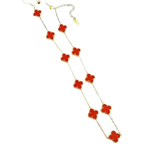 [AG7502.D168.505H] Dây chuyền vàng 18K Golden Leaf 10 hoa 12mm – Màu đỏ