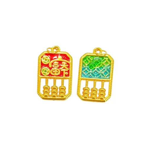 [AG7502.C066.015] Charm rơi Vàng 18K bàn tính chữ Phúc sơn màu 5D